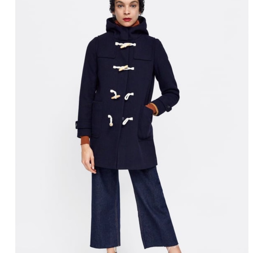 Zara navy blue toggle coat